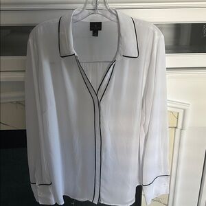 Worthington White Blouse with Black Accents